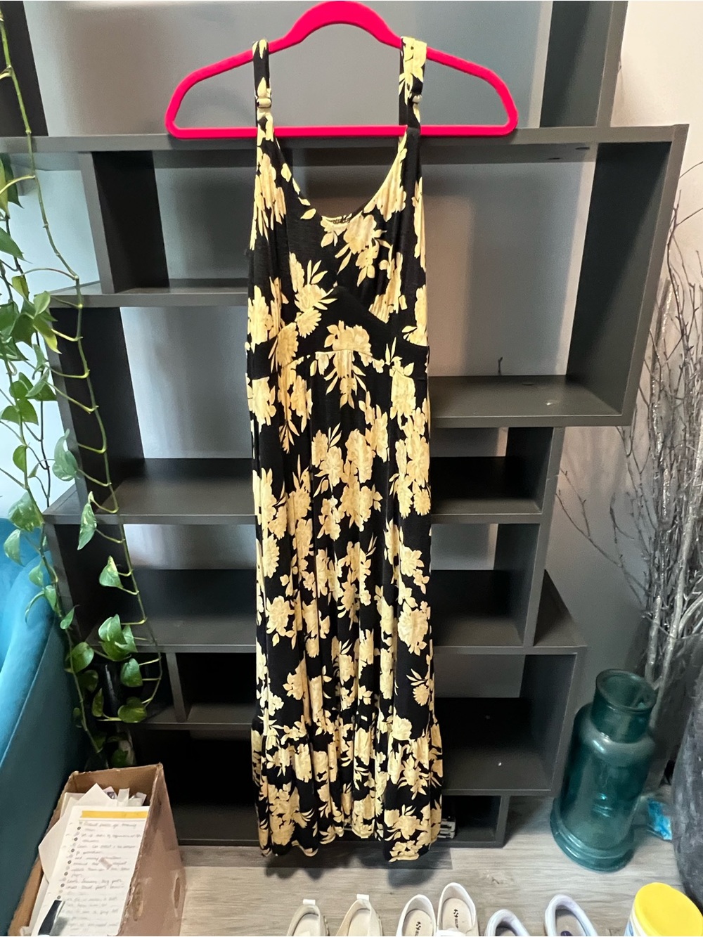 torrid Black Tiered Maxi Dress with Yellow Floral Print